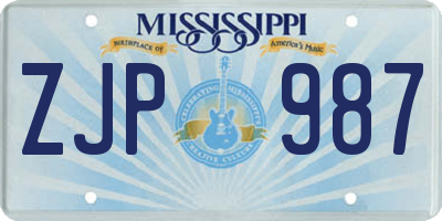 MS license plate ZJP987