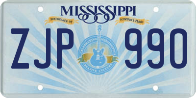 MS license plate ZJP990