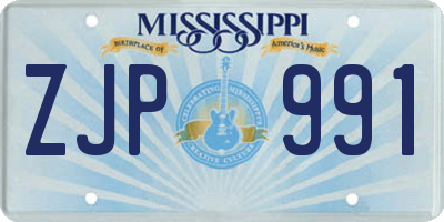MS license plate ZJP991