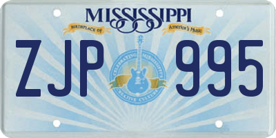 MS license plate ZJP995