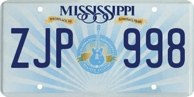 MS license plate ZJP998