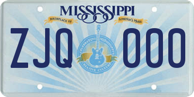 MS license plate ZJQ000