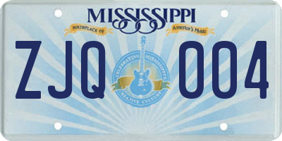 MS license plate ZJQ004