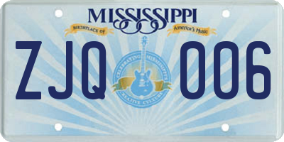 MS license plate ZJQ006
