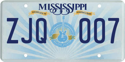MS license plate ZJQ007