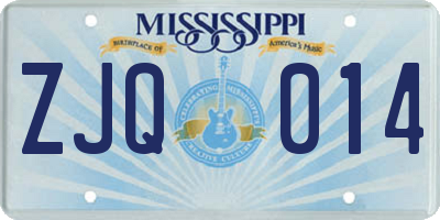 MS license plate ZJQ014