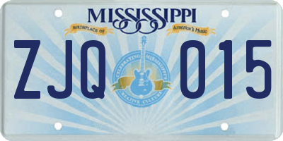 MS license plate ZJQ015