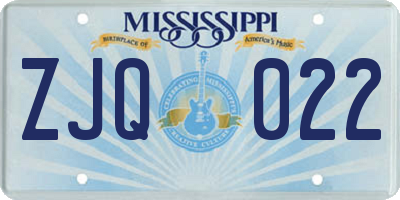MS license plate ZJQ022