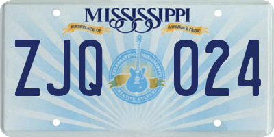 MS license plate ZJQ024