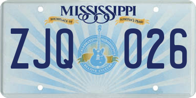 MS license plate ZJQ026
