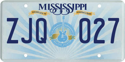 MS license plate ZJQ027