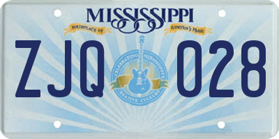 MS license plate ZJQ028