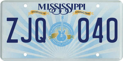 MS license plate ZJQ040