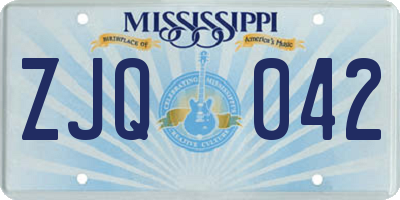 MS license plate ZJQ042