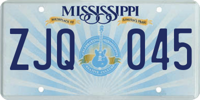 MS license plate ZJQ045