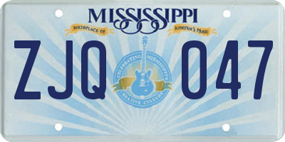 MS license plate ZJQ047