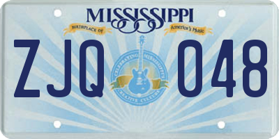 MS license plate ZJQ048