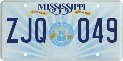 MS license plate ZJQ049