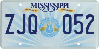 MS license plate ZJQ052