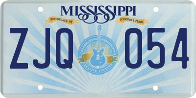 MS license plate ZJQ054