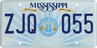 MS license plate ZJQ055