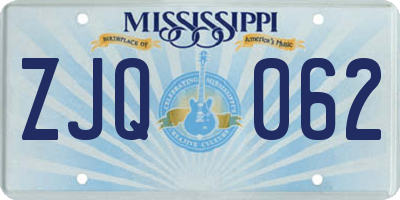 MS license plate ZJQ062