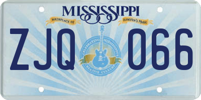 MS license plate ZJQ066