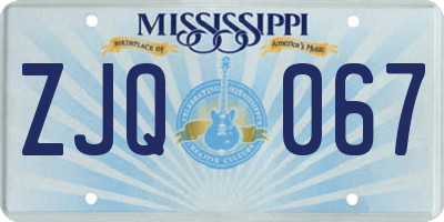 MS license plate ZJQ067