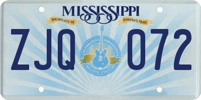 MS license plate ZJQ072
