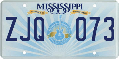 MS license plate ZJQ073