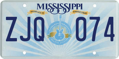 MS license plate ZJQ074