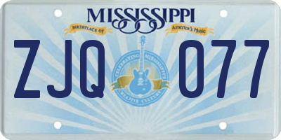 MS license plate ZJQ077