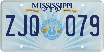 MS license plate ZJQ079
