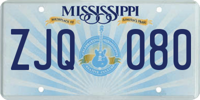 MS license plate ZJQ080