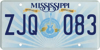 MS license plate ZJQ083
