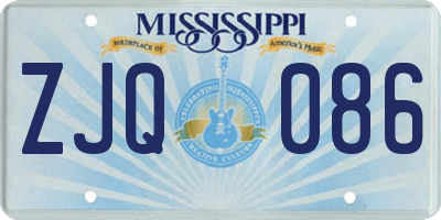 MS license plate ZJQ086