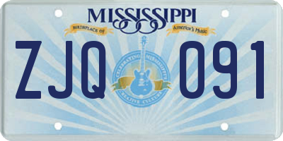 MS license plate ZJQ091
