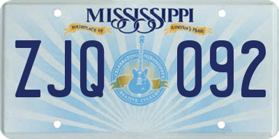 MS license plate ZJQ092
