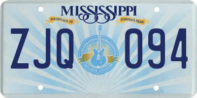 MS license plate ZJQ094