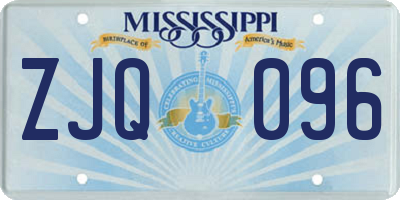 MS license plate ZJQ096