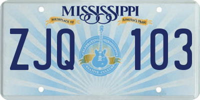 MS license plate ZJQ103