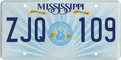 MS license plate ZJQ109