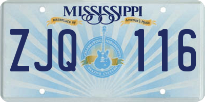 MS license plate ZJQ116