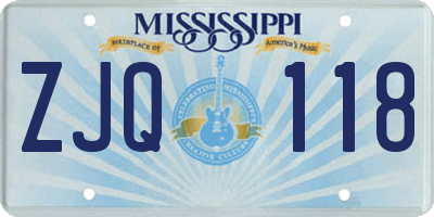 MS license plate ZJQ118