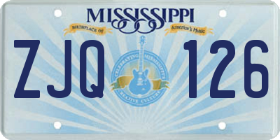 MS license plate ZJQ126