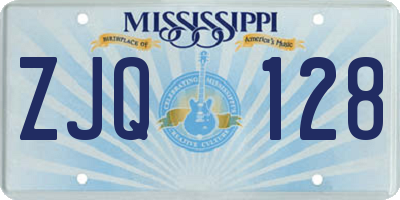 MS license plate ZJQ128