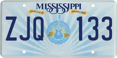MS license plate ZJQ133