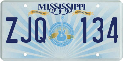 MS license plate ZJQ134