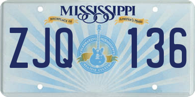 MS license plate ZJQ136