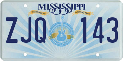 MS license plate ZJQ143